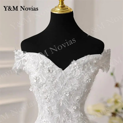 Off Shoulder Plus Size Wedding Dress Tulle and Organza