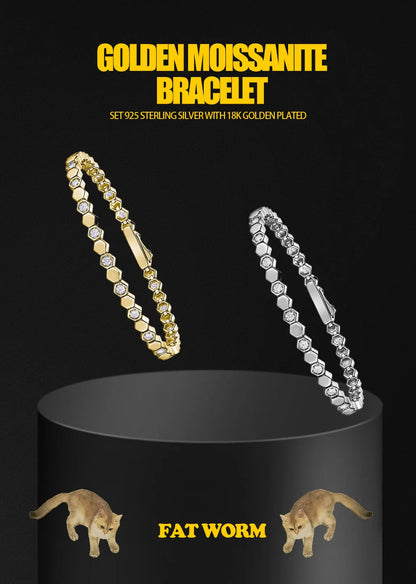Moissanite Hexagon Tennis Bracelet in 925 Sterling Silver