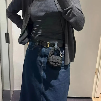 Black Nylon Mini Cloud Waist Pack with Coin Purse