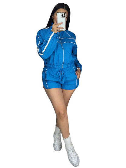 Women's Slim Sporty Tracksuit with Jacket and Shorts