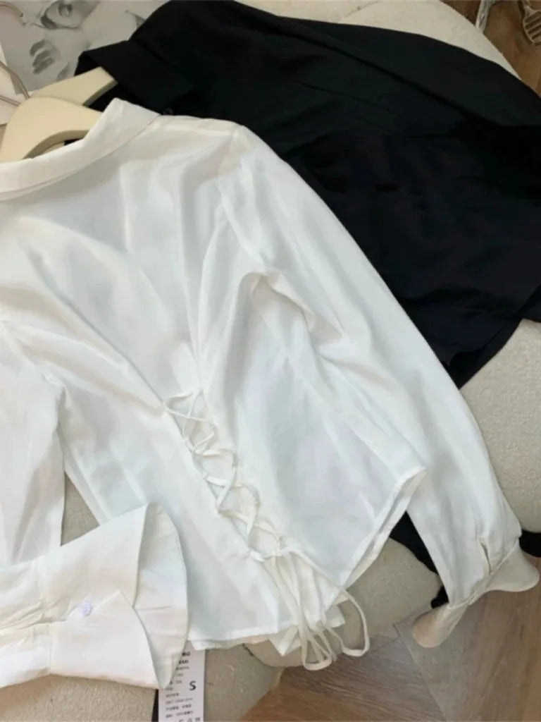 Slim Flared Sleeve Cotton Women's Shirt Tunic