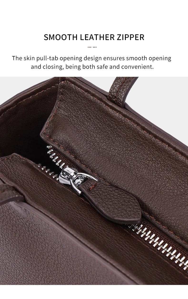 Genuine Cowhide Leather Mini Shoulder Tote Bag