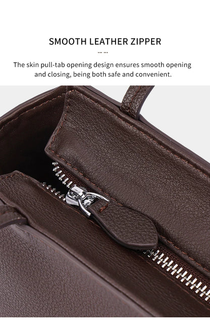 Genuine Cowhide Leather Mini Shoulder Tote Bag