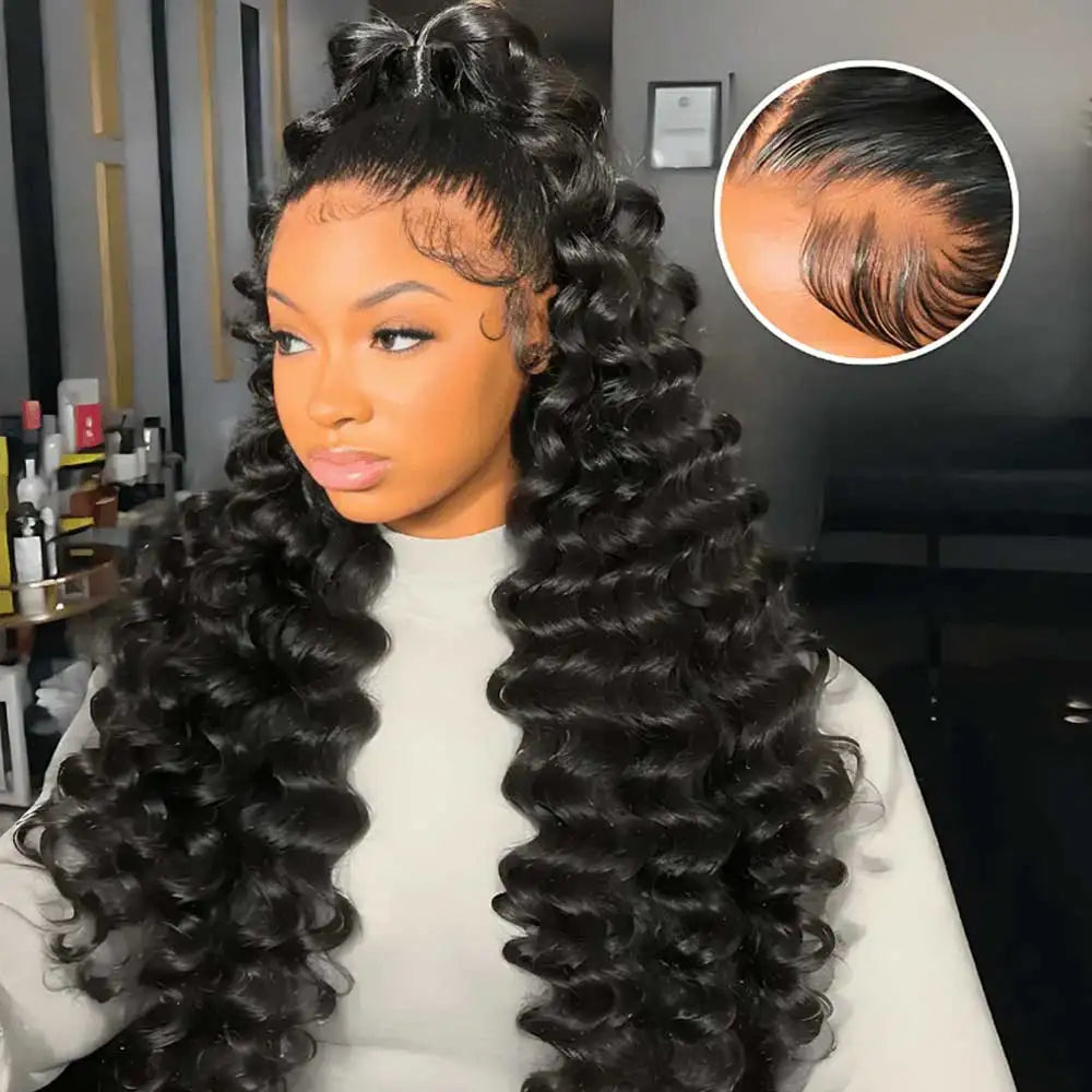 Curly Deep Wave Lace Front Wig Human Hair 200% Density