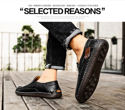 Men's Genuine Leather Slip-On Loafers Casual Shoes