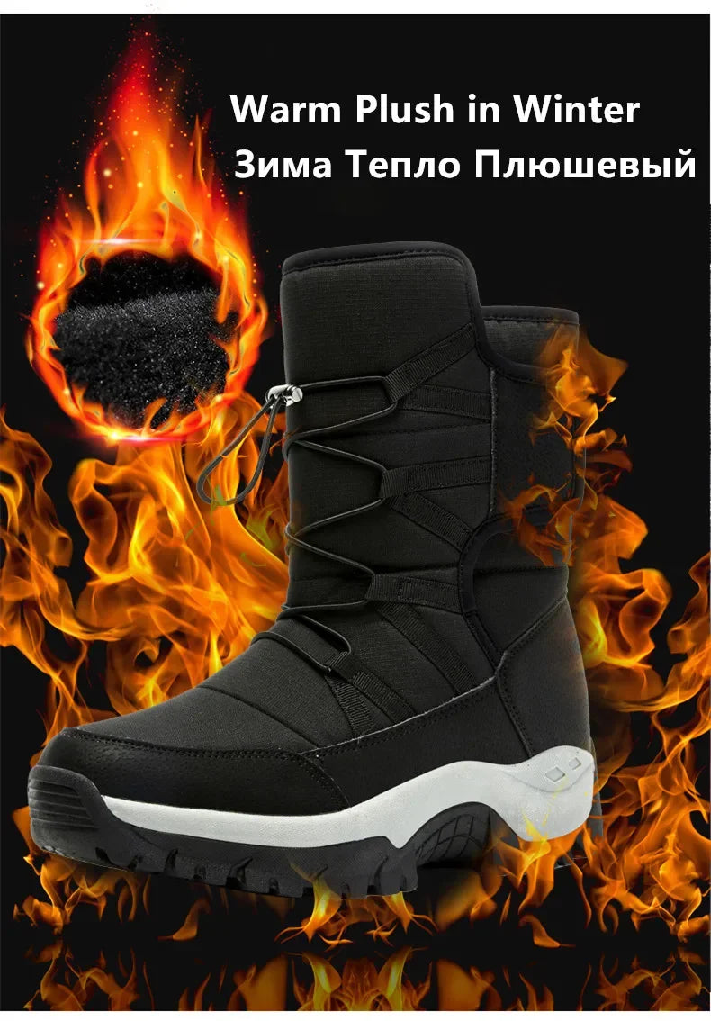Men's Winter Ankle Boots Waterproof Plush Hiking Shoes