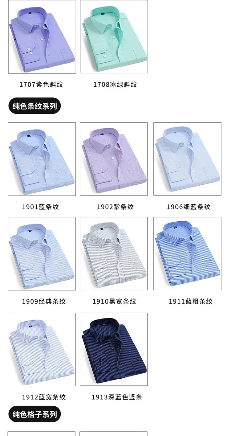 Men's Striped Long-Sleeved Shirt Comfortable Cotton Blend