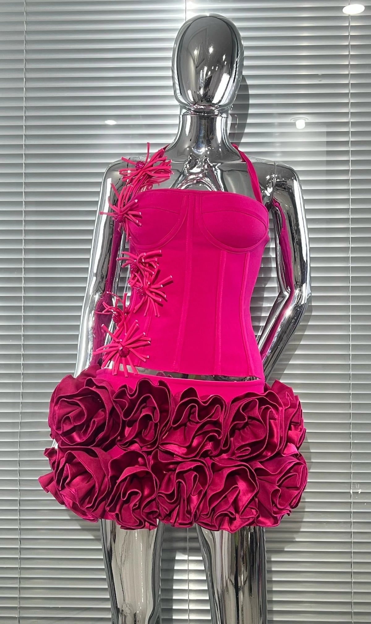 Black Red Women Strapless Bodycon Mini Skirt Set