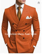 Brown Men's Slim Fit Double Breasted Suit Blazer