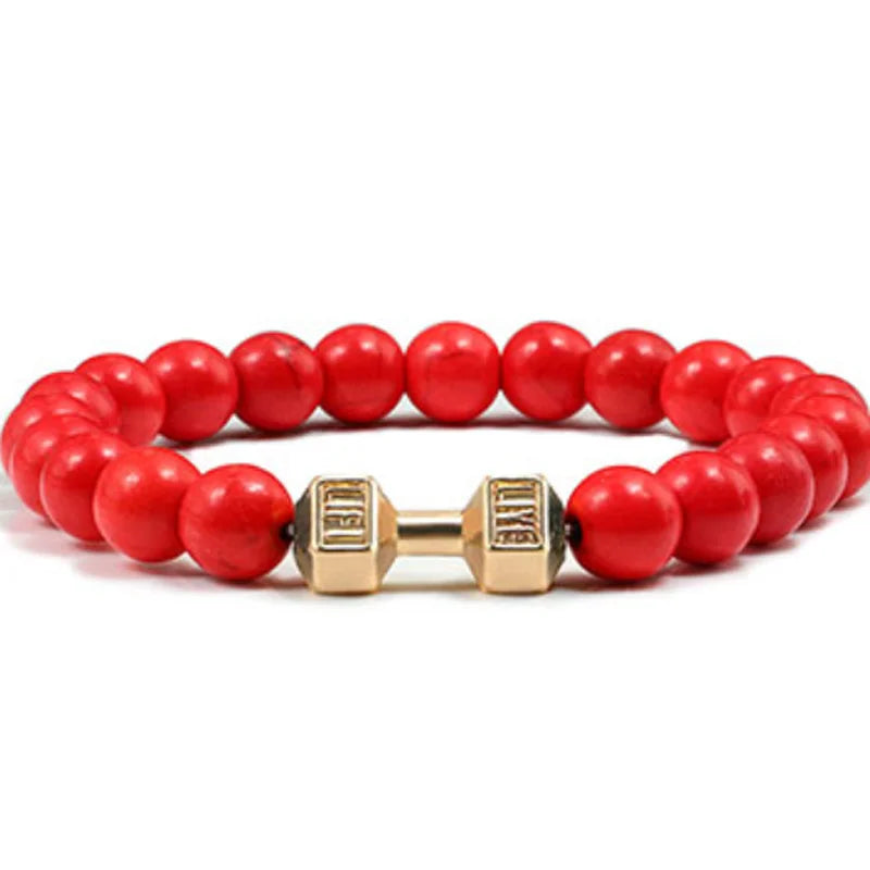 Natural Black Volcanic Lava Stone Dumbbell Bracelet