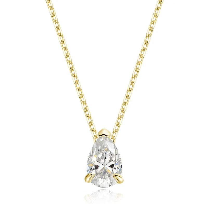 Smyoue Pear Cut Moissanite Necklace 925 Sterling Silver