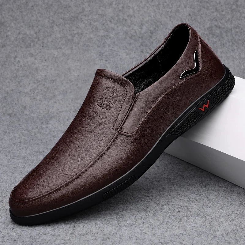 CLOHOO Men's Leather Casual Loafers for Office