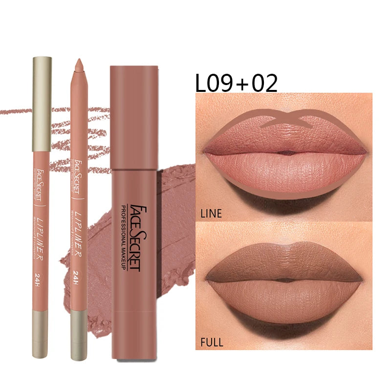 Matte Lipliner and Lipstick Set Waterproof Long Lasting
