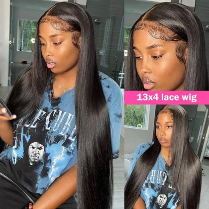 40 Inch Straight Human Hair Wig with Transparent Lace