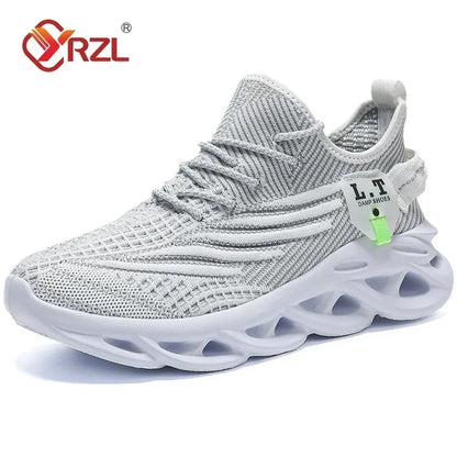 YRZL Men's Black Breathable Mesh Jogging Shoes