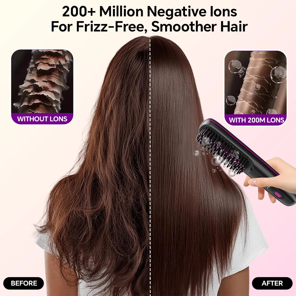 Ionic Hair Straightener Brush with LED Display