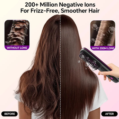 Ionic Hair Straightener Brush with LED Display