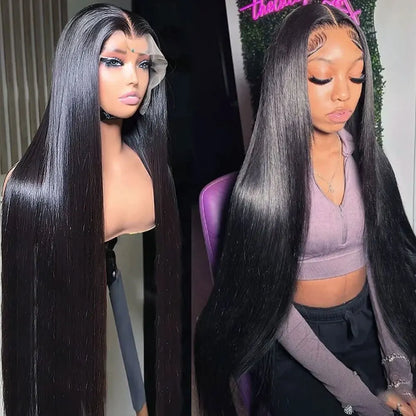 Straight Human Hair Lace Front Wig 250% Density Transparent