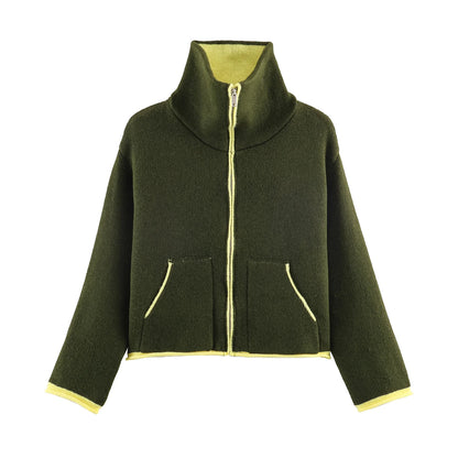 Casual Zipper Jacket Coat for Women in Polyester