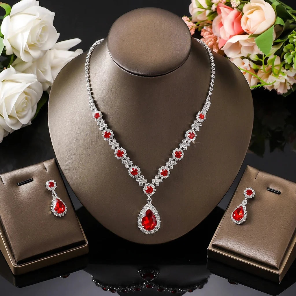 Water Drop Necklace and Earrings Set for Women