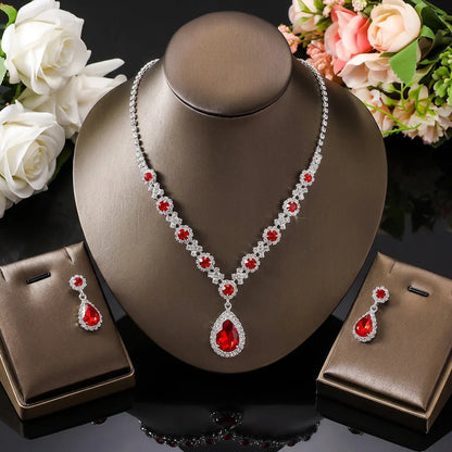 Water Drop Necklace and Earrings Set for Women