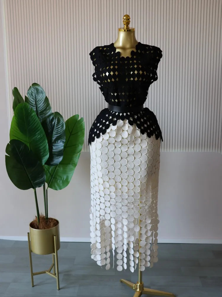 Women Cutout O-neck Crop Top and Bodycon Maxi Skirt Set