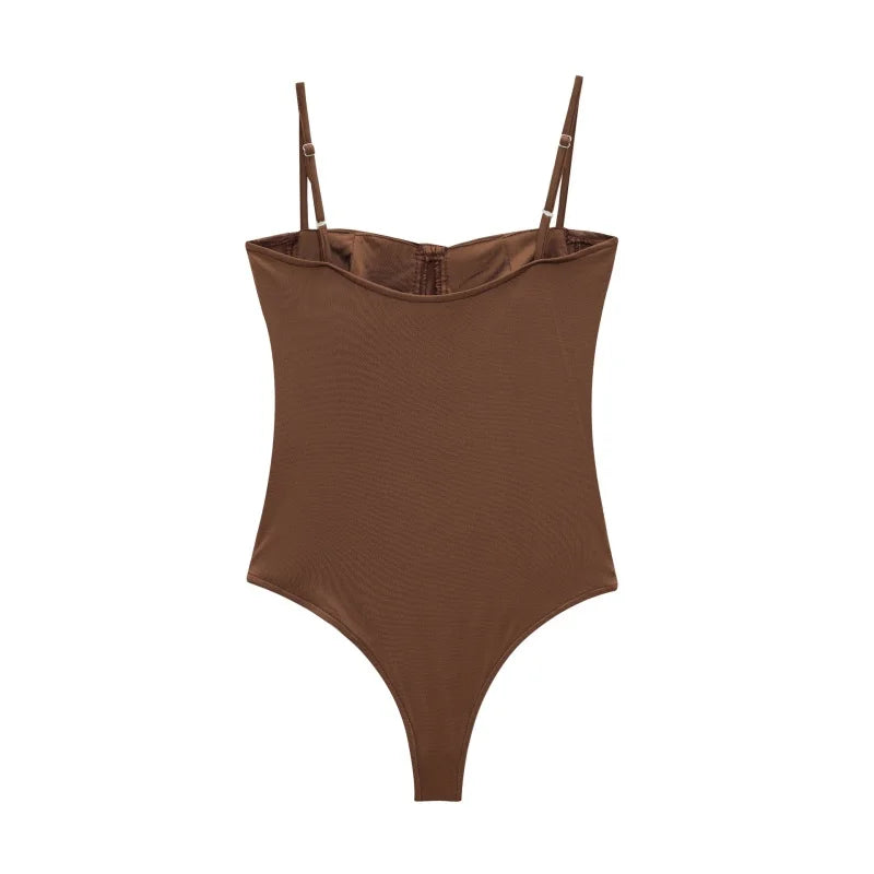 Underwire Spaghetti Strap Bodysuit for Women Casual Slim Fit