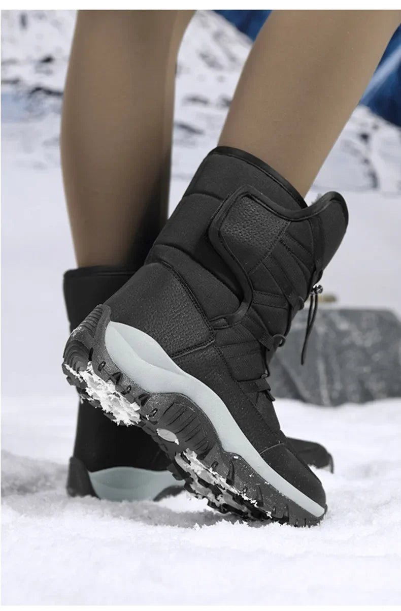 Men's Winter Ankle Boots Waterproof Plush Hiking Shoes