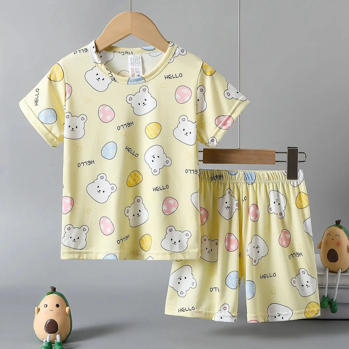 Children's Casual Joker Bear Print Pajama Set