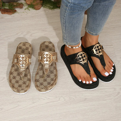 Women Floral Platform Slippers Outdoor Beach Slides