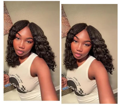 Kinky Straight V Part Wig 220% Density Human Hair