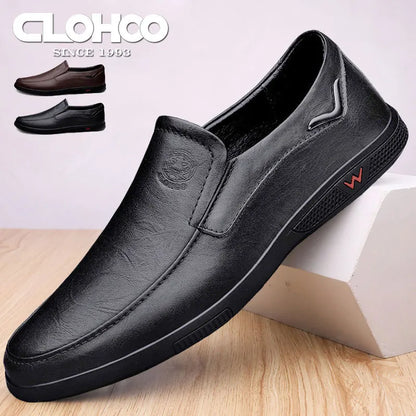 CLOHOO Men's Leather Casual Loafers for Office