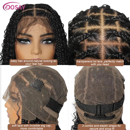 Short Bohemian Curly Braided Lace Front Wig 12 Inch