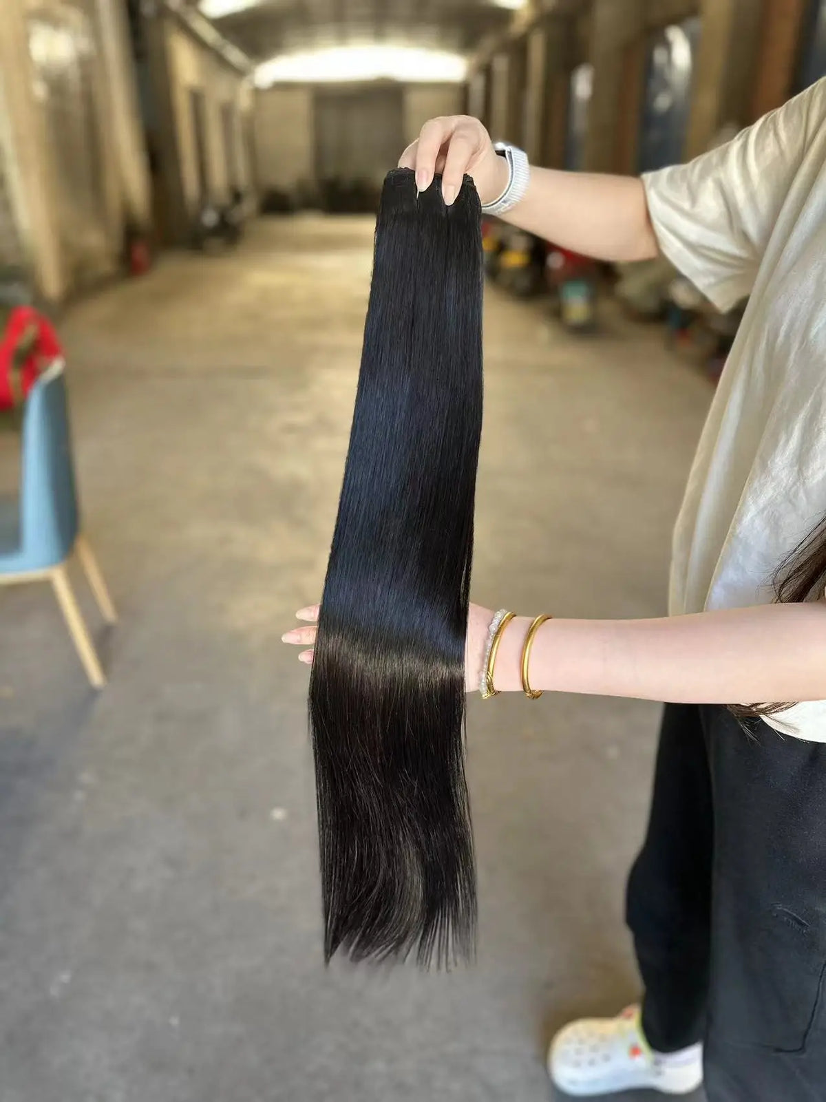 Bone Straight Synthetic Hair Bundles Yaki Weaving