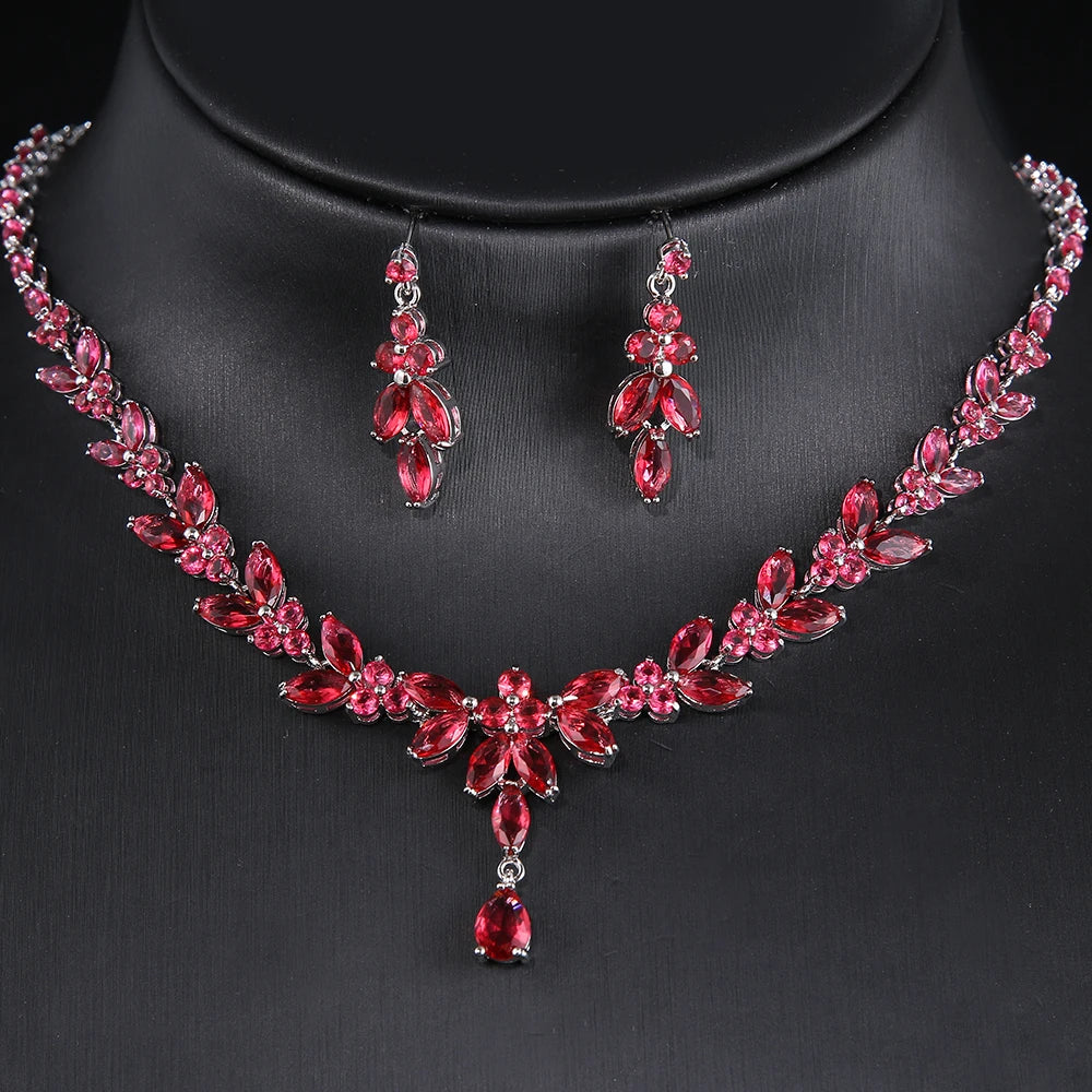 Emmaya Jewelry Set for Women Cubic Zirconia Earrings and Necklace