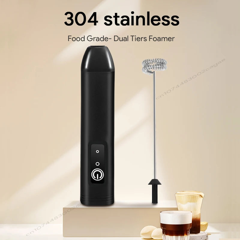 Electric Milk Frother Handheld USB Rechargeable Foam Maker