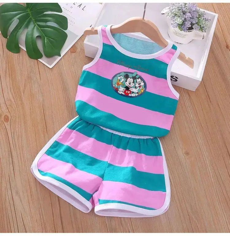 Cartoon Printed Vest and Shorts Set for Kids