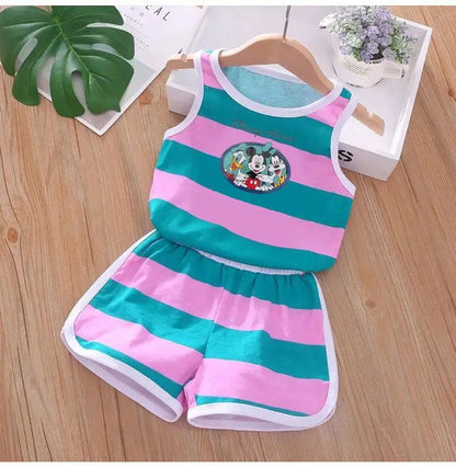Cartoon Printed Vest and Shorts Set for Kids