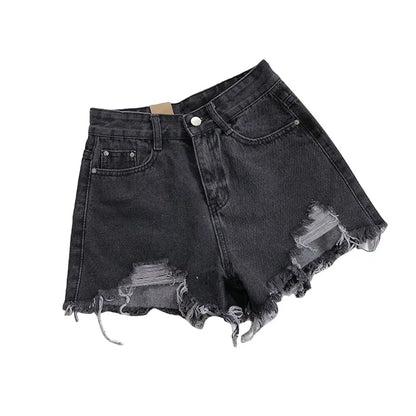High Waist Ripped Denim Shorts for Women Summer Casual