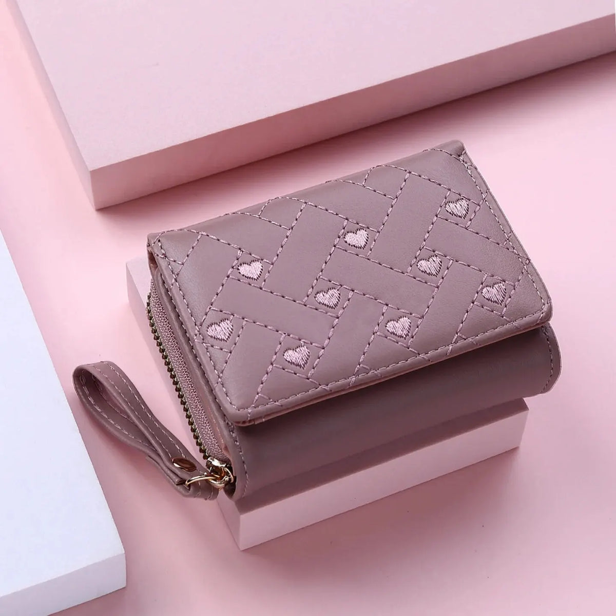 Women's Embroidered PVC Zipper Wallet with Large Capacity