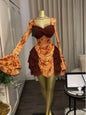 Women Tie Dye Print V-Neck Bodycon Dress