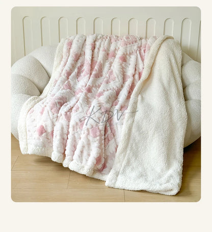 Geometric Jacquard Fleece Blanket Double Layer Taffeta