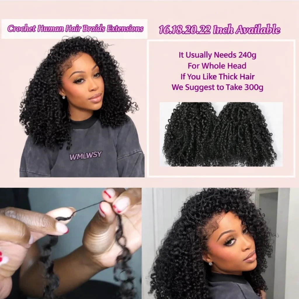 12A Curly Crochet Human Hair Extensions Deep Pixie Curls