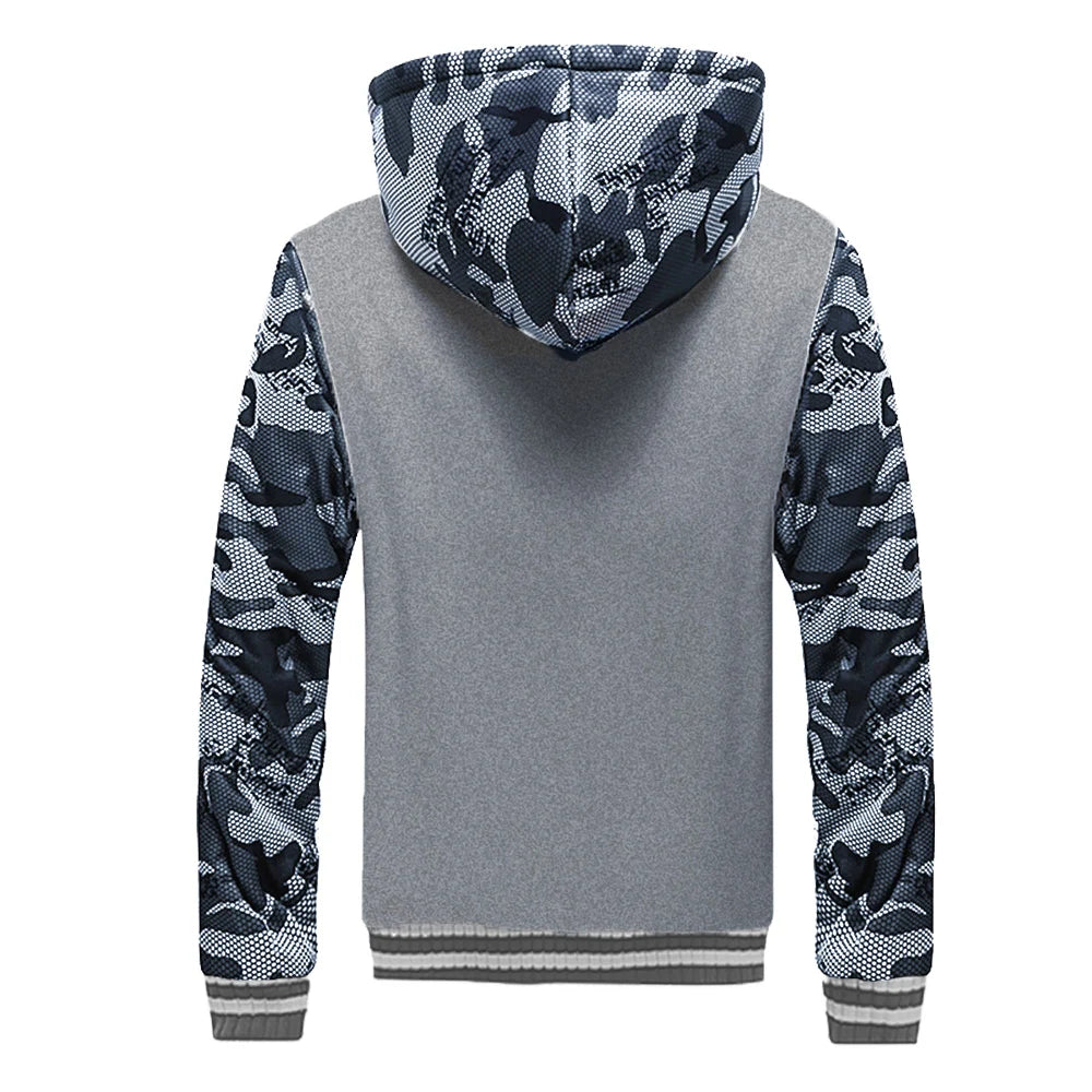 Men's Camouflage Winter Jacket Fleece Long Sleeve Coat
