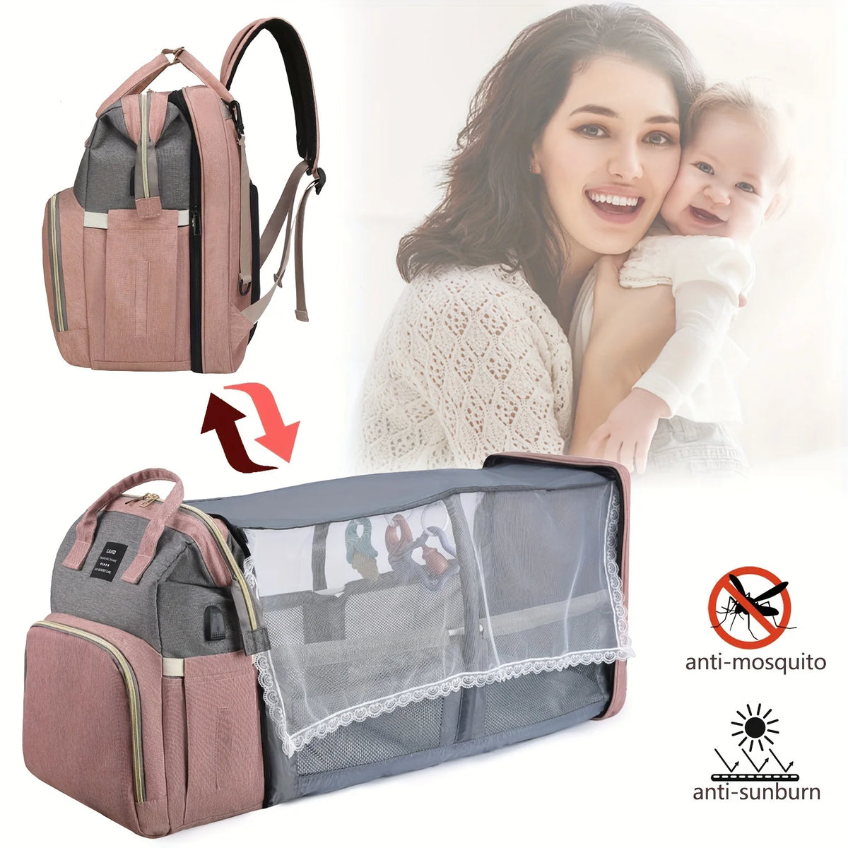 Mommy Bag Portable Folding Crib Backpack Large Capacity