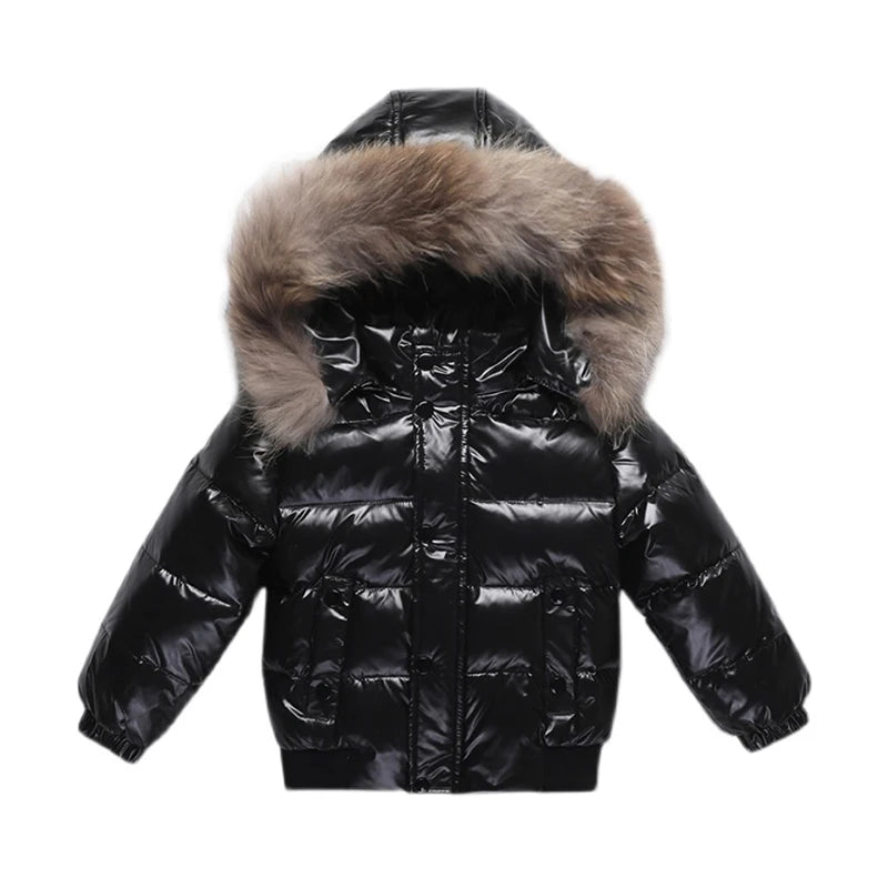 Black Down Winter Parka Jacket for Boys and Girls