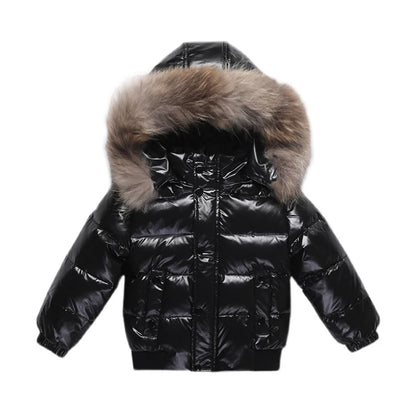 Black Down Winter Parka Jacket for Boys and Girls