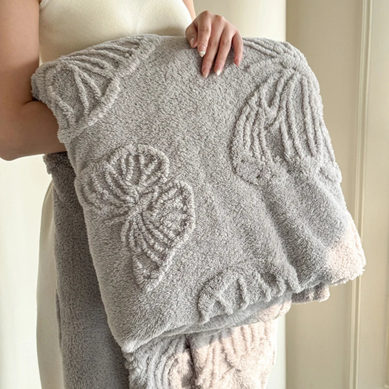 Coral Fleece Autumn Blanket with 3D Butterflies
