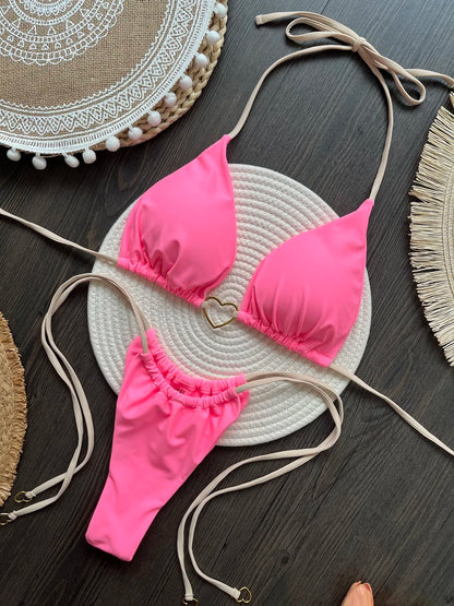 RUOTONSEPT Solid Color Bikini Set Women's Swimwear