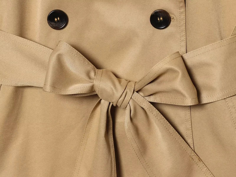 Women's Casual Double-Breasted Trench Coat in Maillard Color